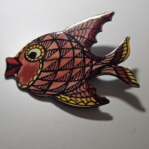 Vintage Whimsical Plastic Fish Brooch Marked MADE IN W GERMANY
